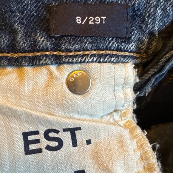 GAP Denim Mini Skirt Size 8-29 Tall Distressed Raw Hem - Picture 5 of 5
